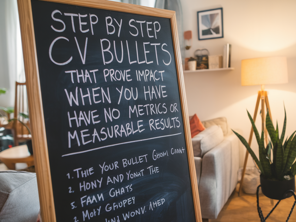 Step-by-step cv bullets that prove impact when you have no metrics or measurable results