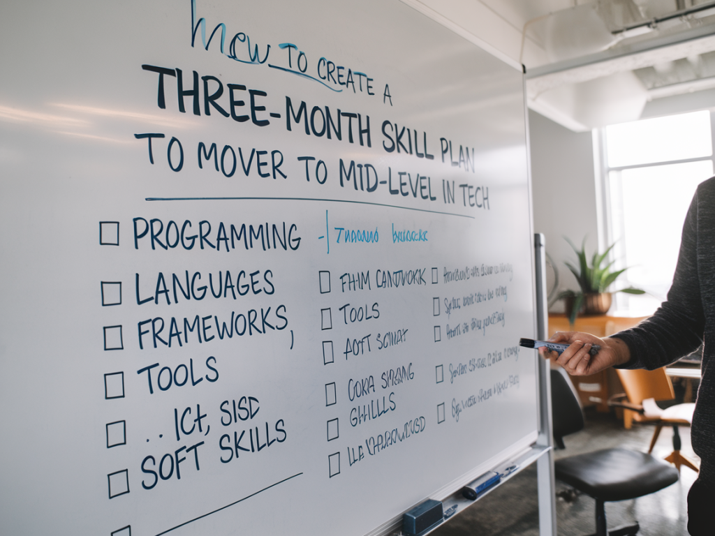 How to create a three‑month skill plan to move from junior to mid-level in tech